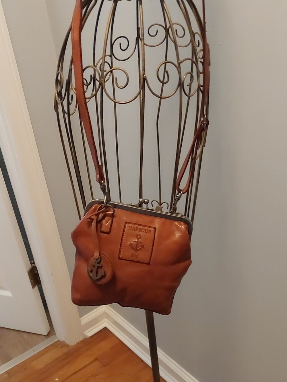 Harbour Tan Leather Crossbody Bag with Anchor Charm